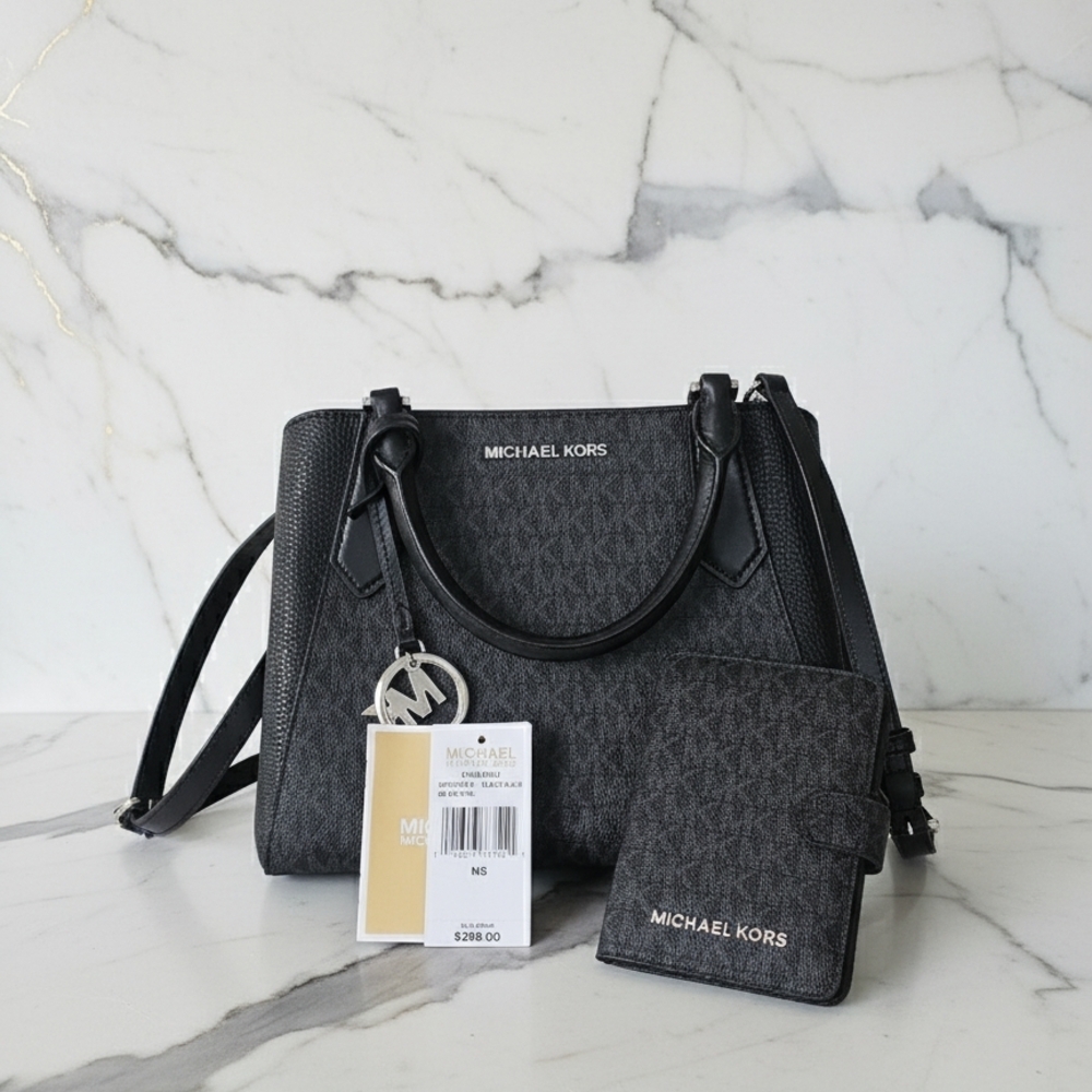 Michael Kors Charcoal Satchel and Wallet Set